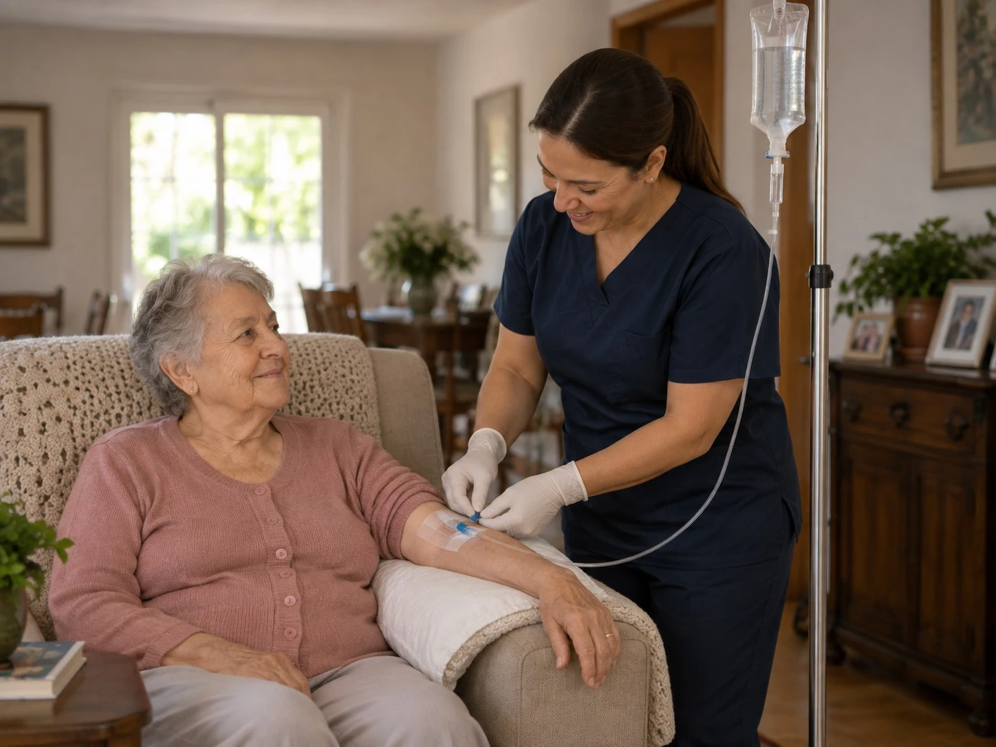 Profissional preparando medica&ccedil;&atilde;o venosa